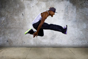 | Urban Black Man Jumping High